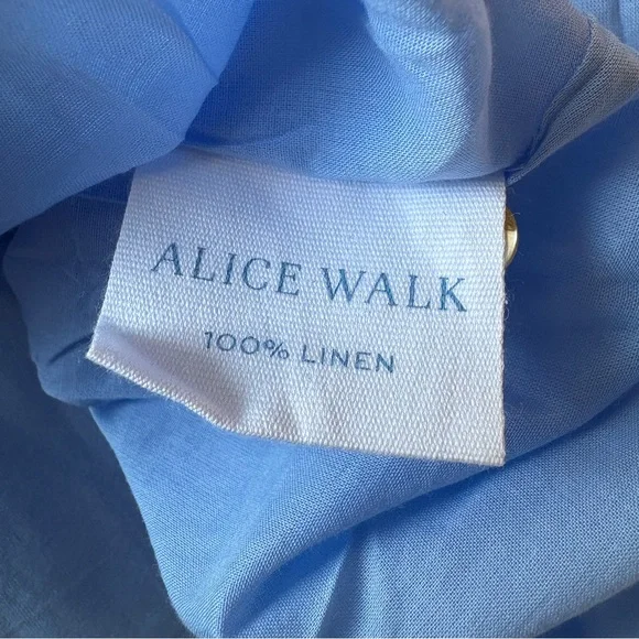 NWT Alice Walk The Linen Ruffle Dress Light Blue S - Picture 4 of 4
